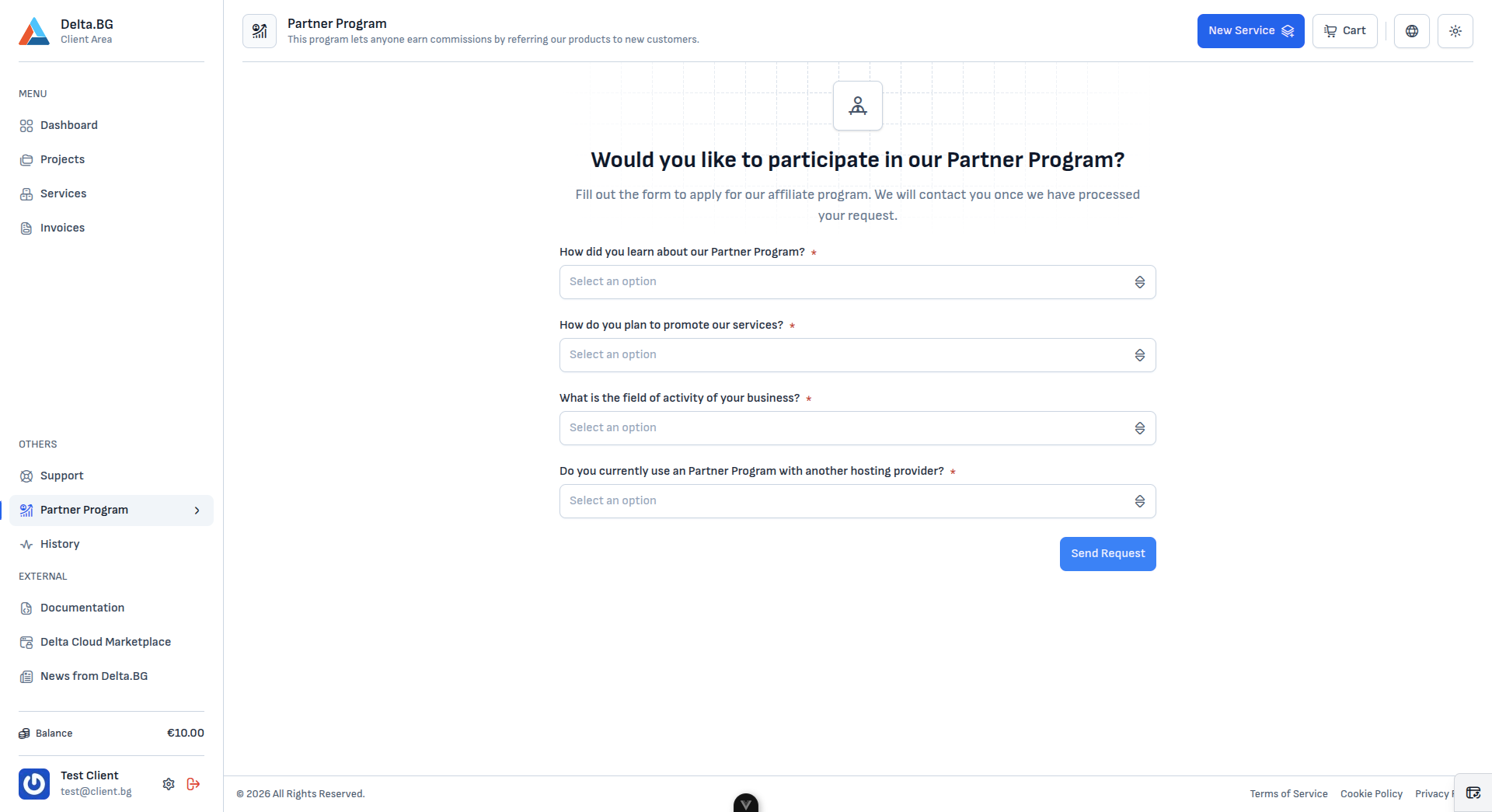 Partner Program application form