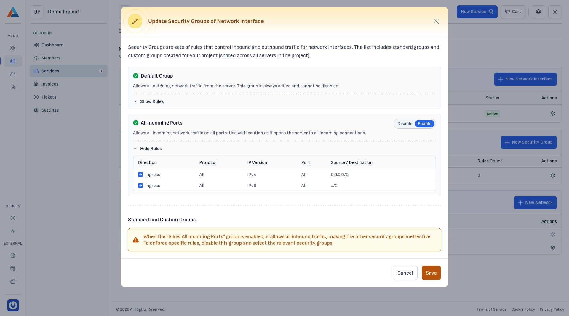 Default security group