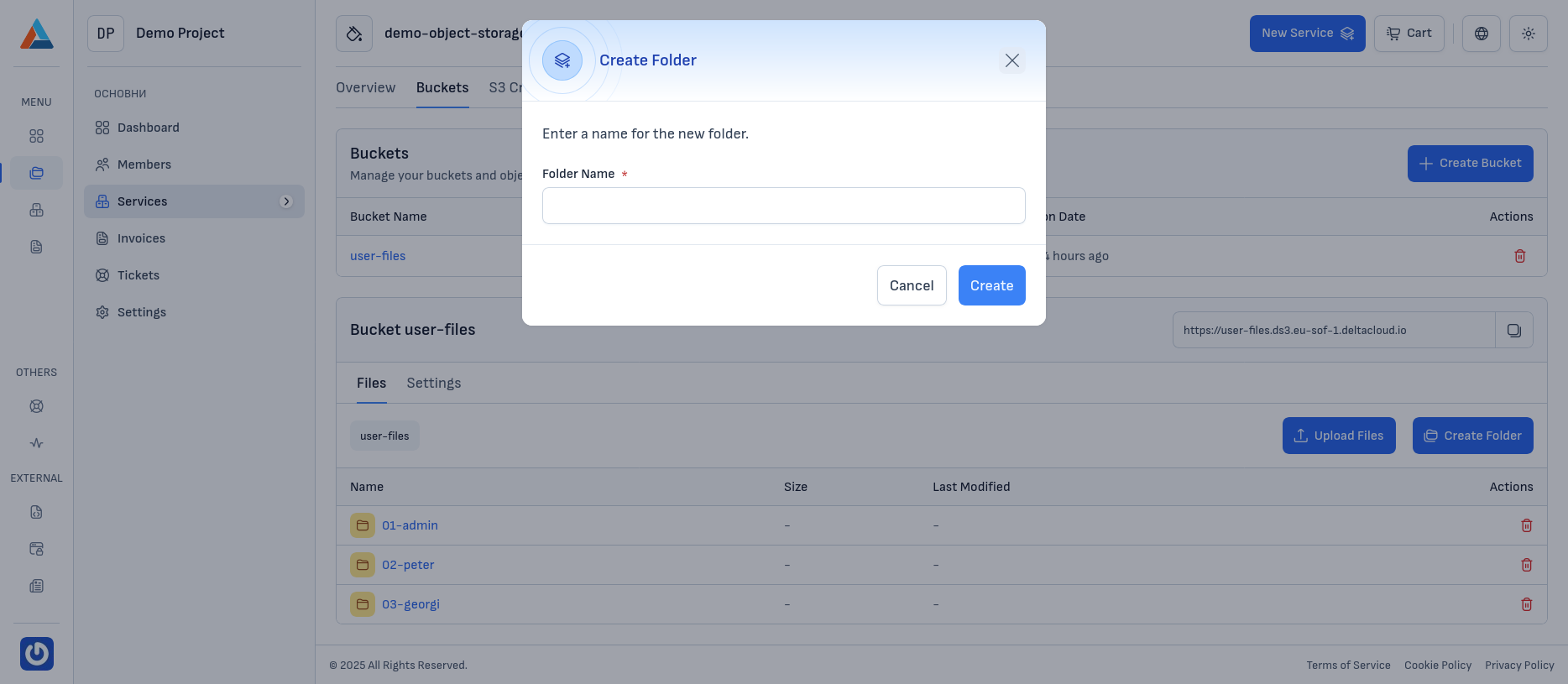 Folder Creation Dialog