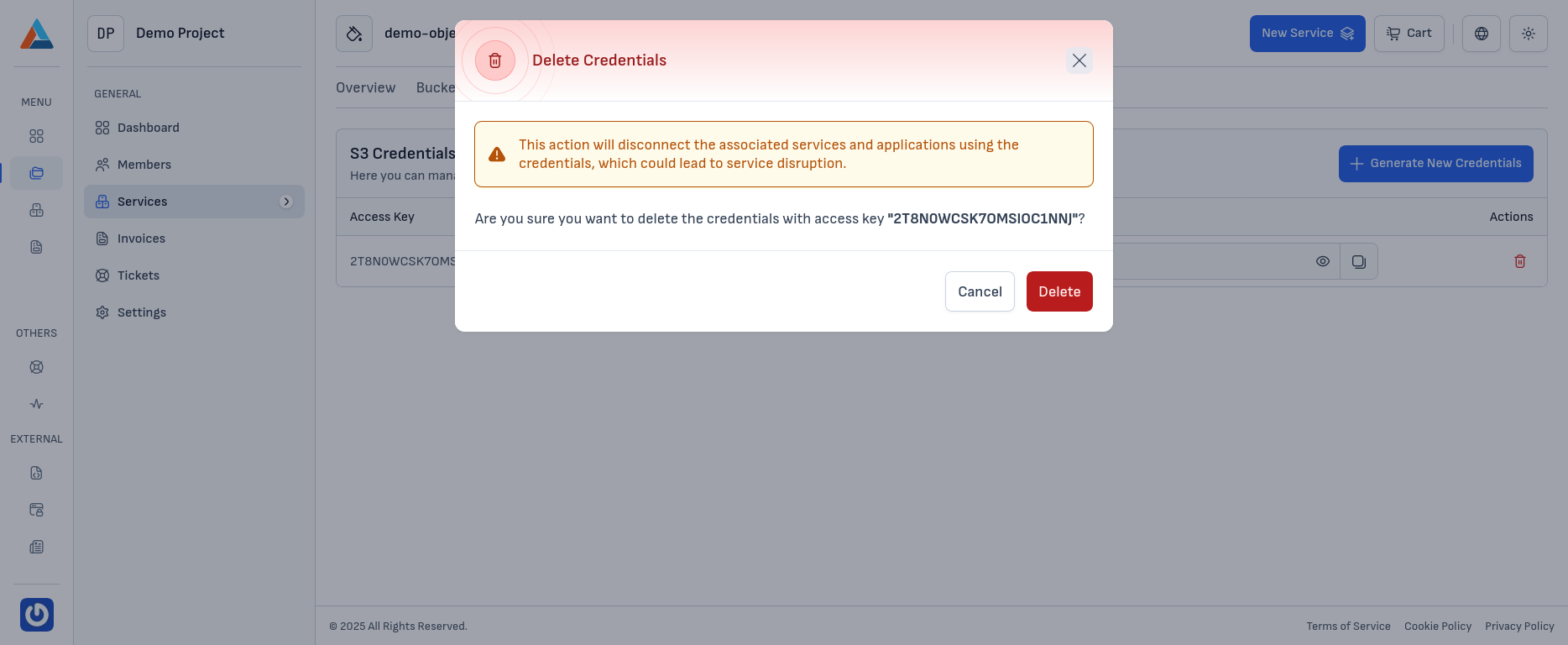 S3 Key Deletion Dialog